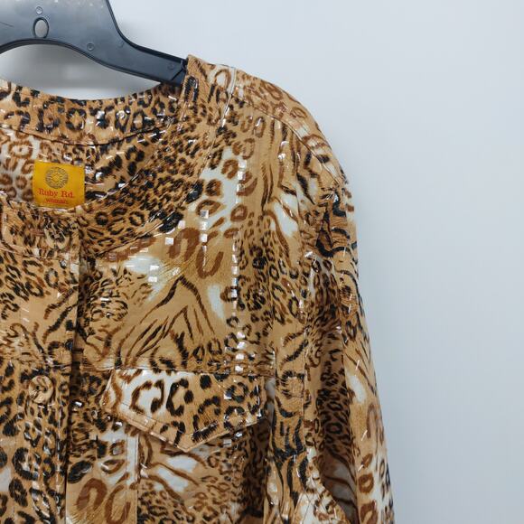 Ruby Rd Animal Print Blazer Jacket Women's Plus Size 24 - Picture 8 of 15
